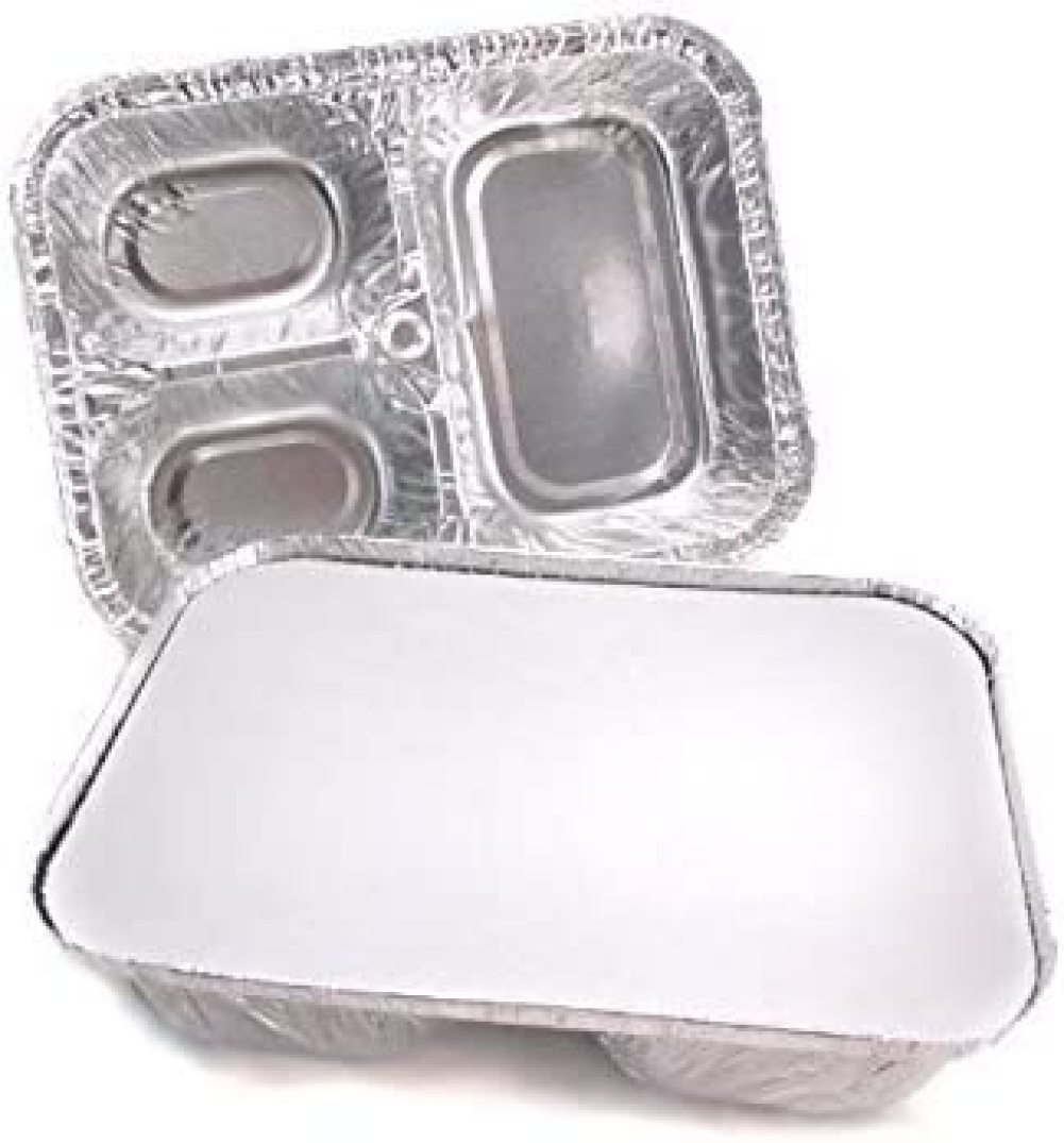 Disposable Aluminum 3 Compartment TV Dinner Trays with Board Lid 210L
