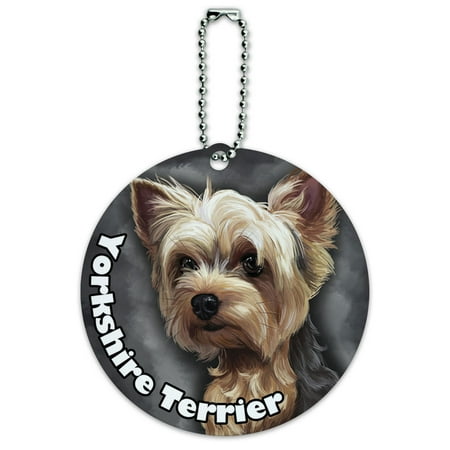 - Yorkshire Terrier Yorkie Dog Pet Round ID Card Luggage Tag