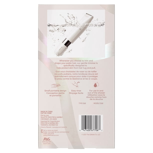 Venus, Female Electric Trimmer, Pubic Hair & Skin Gentle, Wet