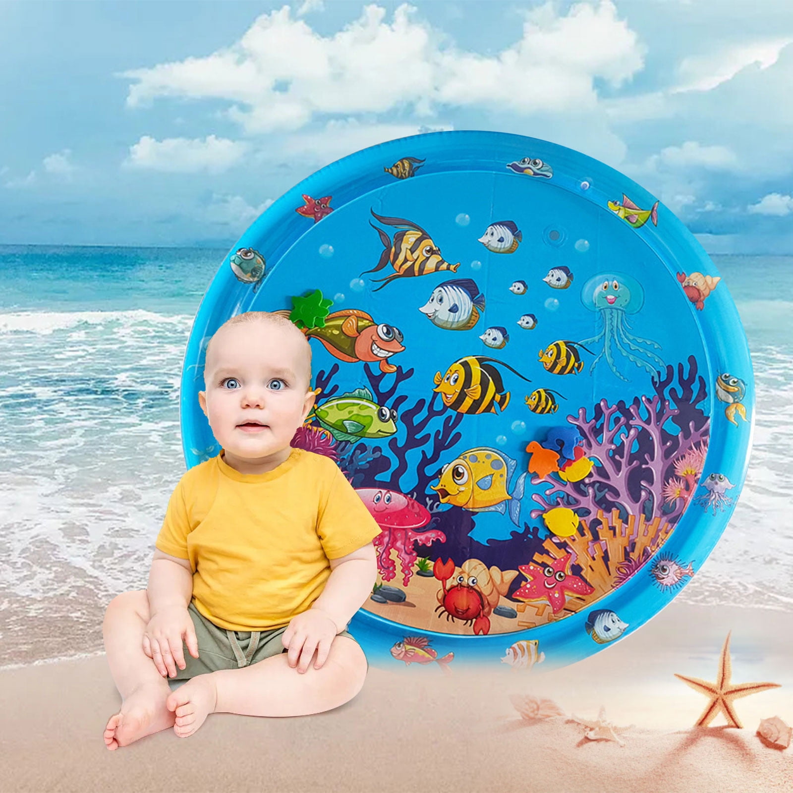 MEUDQU Water Playmat Thickened Water Sensor Play Mat For Cats Water Sensory Playmat With Fish For Pet Play Water Sensor Mat For Kids Water Sensory Pad Water Play for Home
