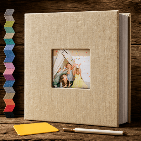 Beige 11.4"X10.5"40 Pages Linen Cover Photo Album for 4x6 8x10 Photos