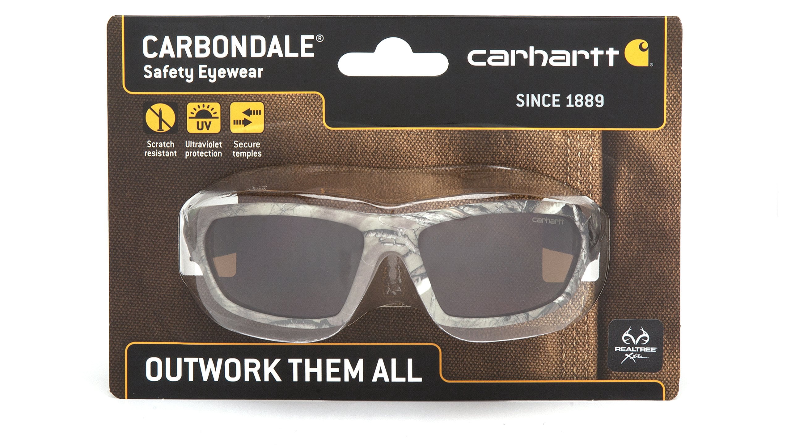 Carhartt CHB218DCC Carbondale SAFETY Glasses, Black/Tan Frame, Sandstone Bronze Lens