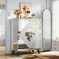 thumbnail image 3 of Tribesigns Shoe Cabinet with Mirrored Doors, Entryway Shoe Storage Organizer with Crystal Crush Diamond, Modern Glass Shoe Storage for Entryway, Hallway, Closet, 3 of 5