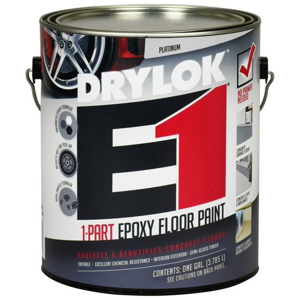 DRYLOK 23813 OnePart Epoxy Floor Paint, Platinum, SemiGloss, 1 gal 2 Pack