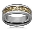 thumbnail image 2 of Mens Wedding Band in Titanium 8MM Promise Engagement Ring Gold-Plated Celtic Dragon Design, 2 of 2