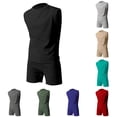 thumbnail image 7 of Men's 2 Piece Outfits Summer Sleeveless Vest and Casual Track Shorts Set Sports Suit Two Piece Set Summer Shirt and Shorts Set, 7 of 7