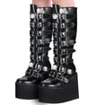 thumbnail image 3 of Botas altas hasta el muslo con cuña para Mujer, diseño de marca, botas de plataforma negras a la moda, zapatos góticos de Cosplay para Mujer 2022, 3 of 5