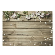 Rustic Wood Cutting Board, Composition with Fallen Petals Nature Elements, Decorative Tempered Glass Cutting and Serving Board, in 3 Sizes, by Ambesonne