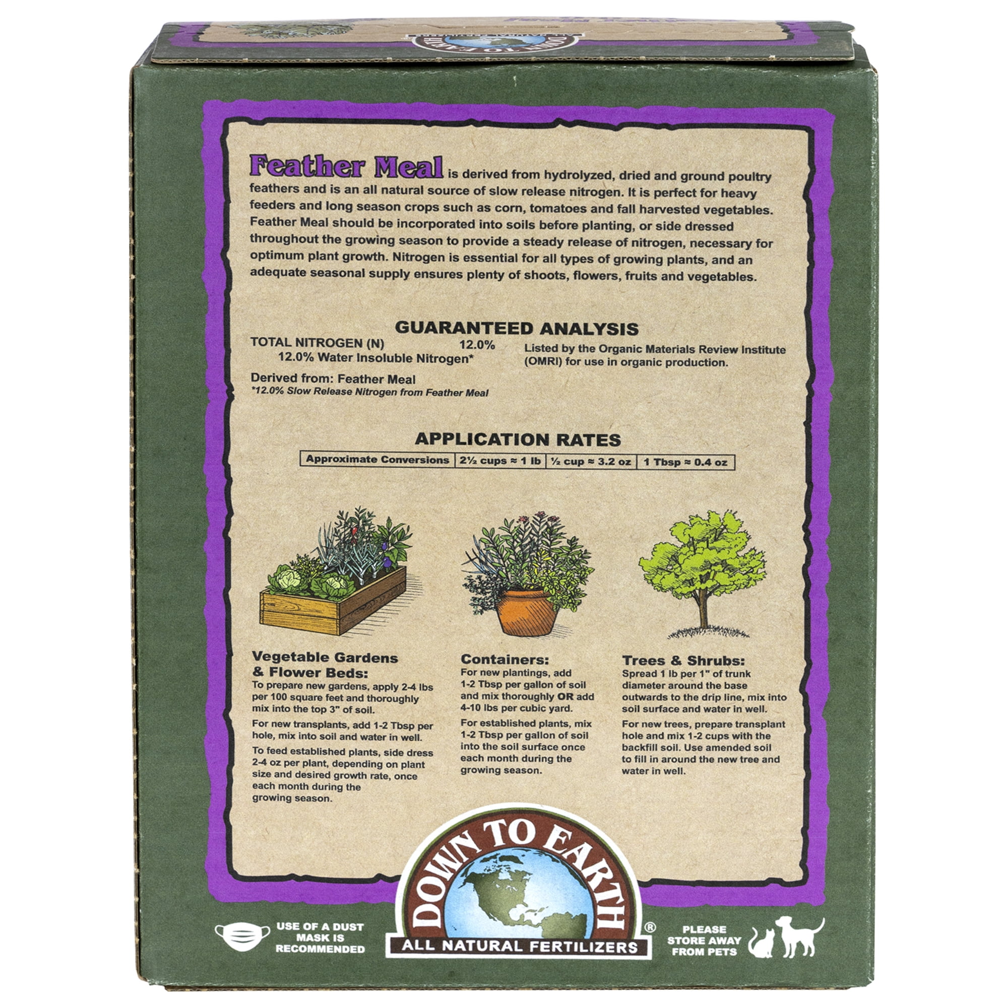 Down To Earth Organic Feather Meal 12-0-0 Fertilizer Mix, 4 lb