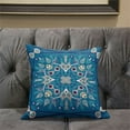 thumbnail image 3 of Paisley Leaf Geo Duo Indoor/Outdoor Pillow with Removable Cover in Blue Light Blue Beige 26x26, 3 of 3