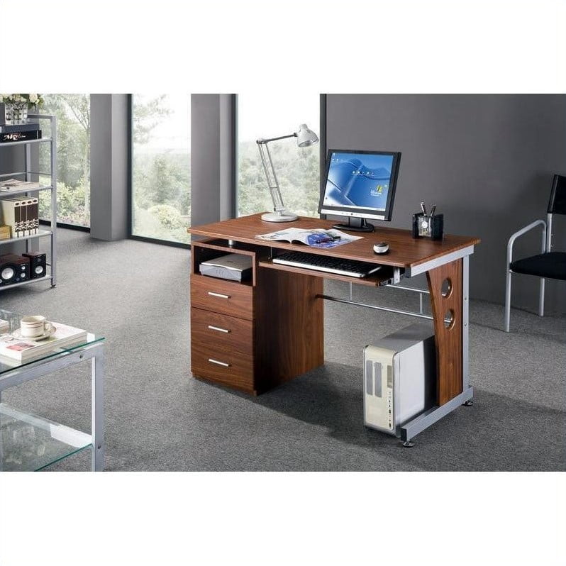 Techni Mobili Laminate Computer Desk In Mahogany