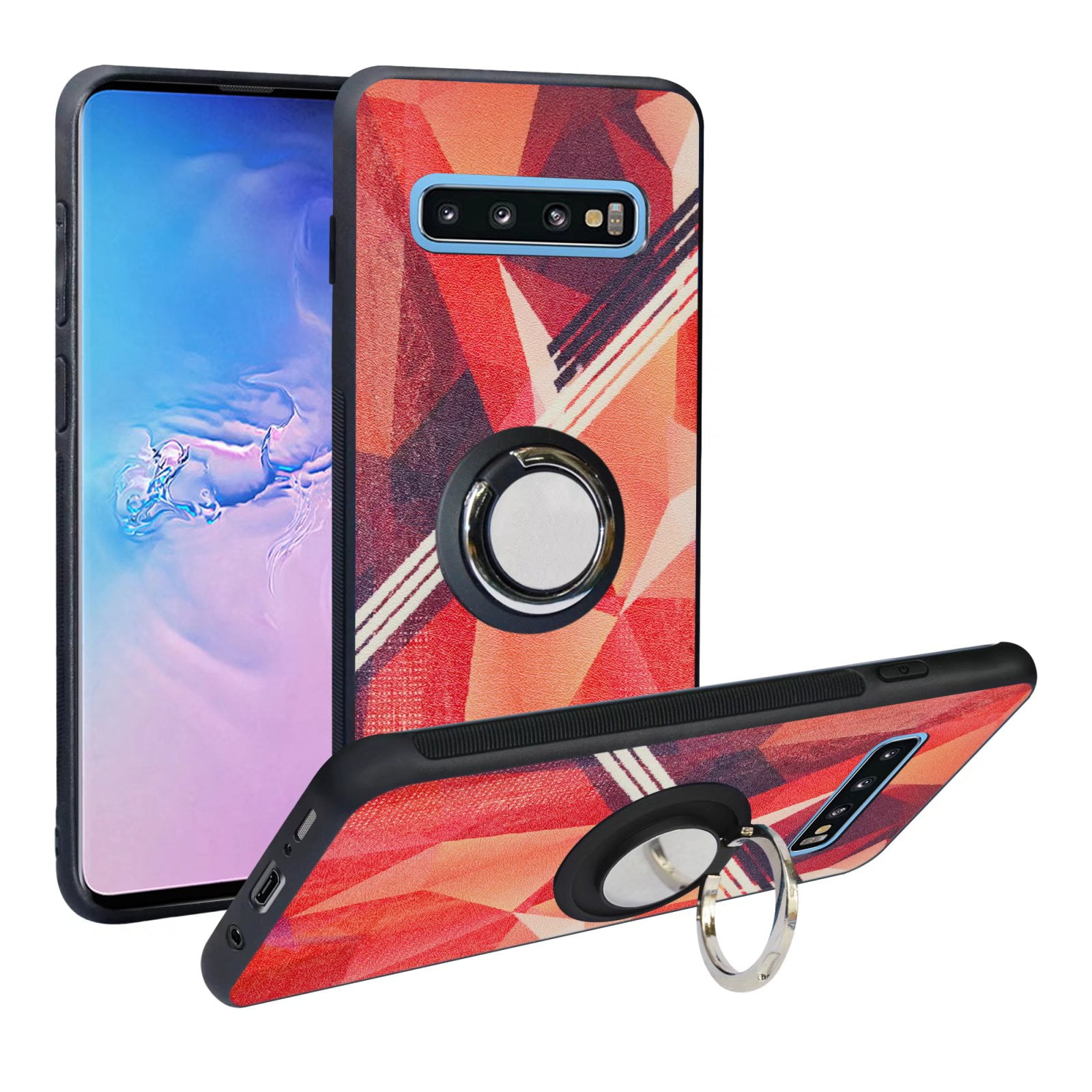 Labanema Samsung Galaxy S10 Case with 360 Degree Rotating Ring Stand, Support Magnetic Car Mount, Protective Cover for Samsung Galaxy S10 (Rose Red)