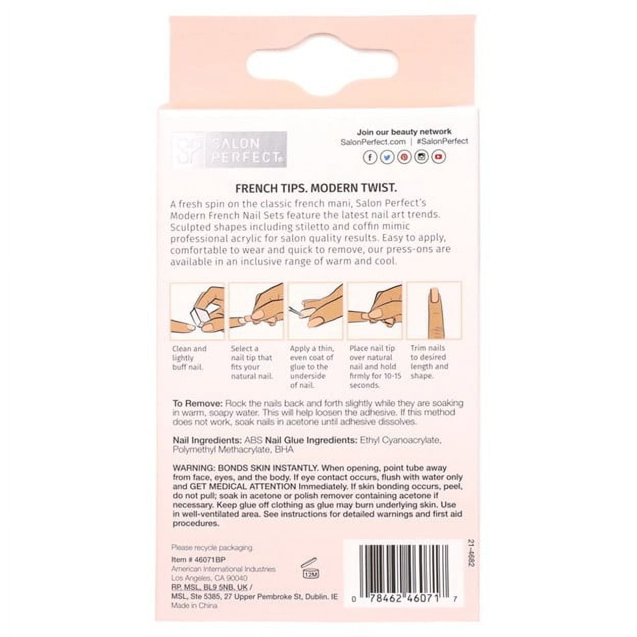Salon Perfect Artificial Press-on Nails, 178 Modern French White Ombre