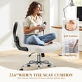 thumbnail image 4 of COOLHUT Criss Cross Chair with Flip-Up Arms and Wheels, Moveable Back Cushion Wide Seat Office Desk Chair, Swivel Cross Legged Chair for Home Office, Study, Vanity, Velvet Fabric, Beige, 4 of 15
