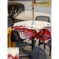 thumbnail image 4 of Outdoor Tablecloth with Umbrella Hole and Zipper, Red Pink Valentine's Day Square Table Cloth 54x54 Inch Waterproof Tablecloth, Love Heart Eucalyptus Leaves Retro Picnic Table Cover for Patio Camping, 4 of 7