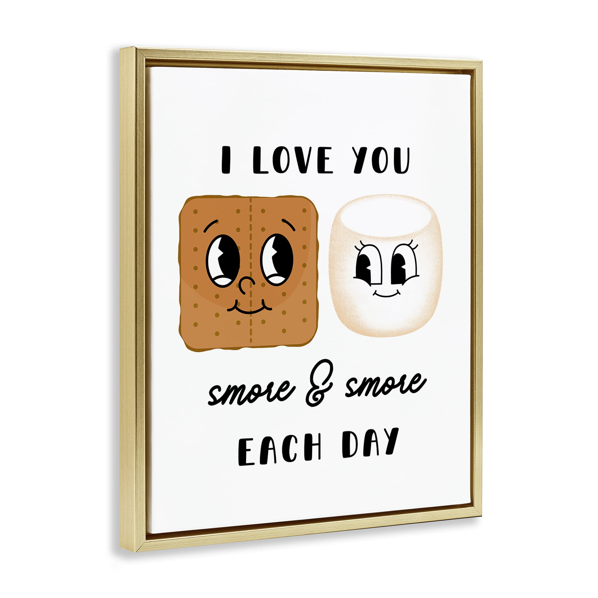 Stupell Industries Love You Smore Each Day Food & Beverage Painting Gold Floater Framed Art Print Wall Art, 25 x 31