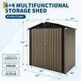 thumbnail image 2 of Garvee 6 x 4 ft Outdoor Garden Storage Shed,Steel Tool Storage Shed with Lockable Double Door,Brown, 2 of 8