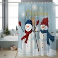thumbnail image 2 of Christmas Snowman Bathroom Shower Curtain Winter Christmas Tree Xmas Snowflake Waterproof Washable Shower Curtains for Bathtub Bath Decor with Grommets and Hook 66 X 72 Inch, 2 of 8