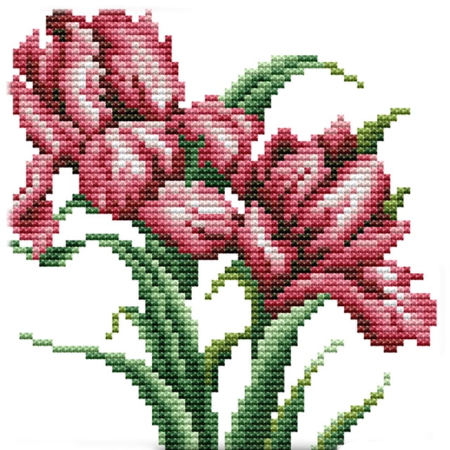 Kit de punto de cruz Wdftyju flores impresas orquídeas bordadas 14 quilates 17x17 cm
