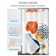 thumbnail image 2 of No Hook Cloth Fabric Shower Curtain with Snap in Liner, Orange Blue Boho Waterproof Shower Curtains Set with See Through Top Window, Ethnic Abstract Geometric Striped Bath Curtains Shower 36"x78", 2 of 6