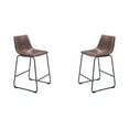 thumbnail image 1 of Heavenly Collection Counter Height Stool Set of 2, Brown Upholstered Seat with Black Metal Base, Modern Kitchen Counter Seating, 1 of 9