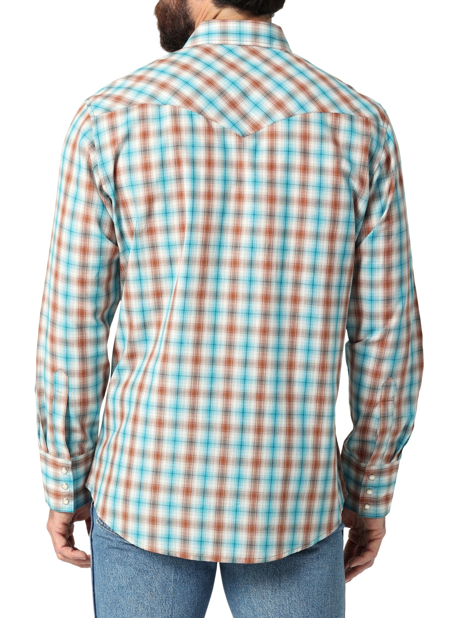 Men's Wrangler® Flannel Plaid Shirt in Vaporous Gray