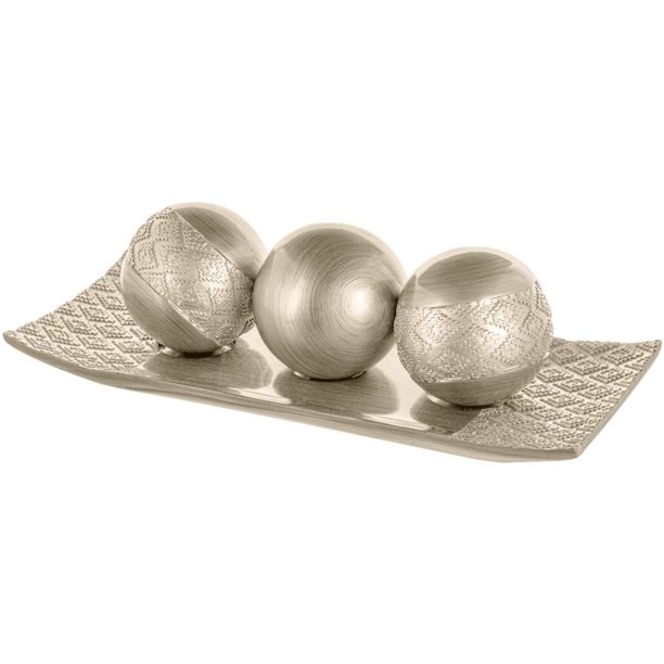 Dublin Decorative Tray And Orbs Balls Set Of 3 Centerpiece Bowl With Balls Decorations Matching Rustic Decorated Spheres Kit For Living Room Or Dining Coffee Table Gift Boxed Brushed Silver Walmart Com Walmart Com