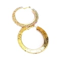 thumbnail image 4 of Rhinestone Hoop Earrings Iridescent Crystal Gold Tone 2.5 inch Hoops Large, 4 of 4