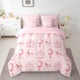 thumbnail image 3 of Manfei Pink Hat Air Balloon 7-Piece Twin Bedding Sets,Fairy Tale Castle Bedding Comforter Set,Western Cowgirl Horse Sheet Sets For Princess,Super Cozy Room Decor Reversible, 3 of 9
