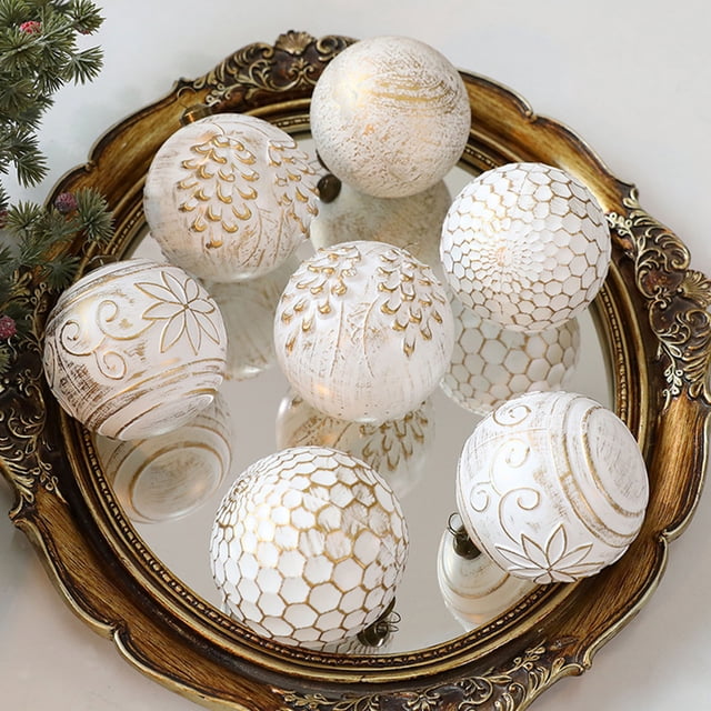 Adornos navideños, adornos navideños, regalos navideños, juego de bolas navideñas antiguas de 8 cm y 12 piezas, adornos colgantes para árbol de Navidad, adornos de bolas colgantes en caja, bolas decor