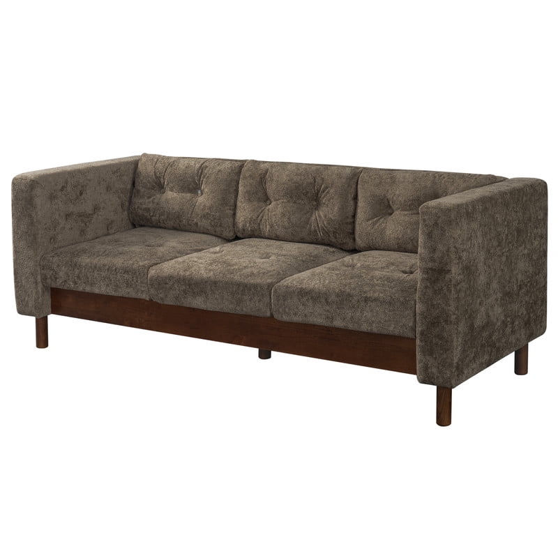 78" Modern Upholstered 3-Seater Sofa with Solid Wood Legs, Chenille Soft Couch with Square Arms & Tufted Pillow Back