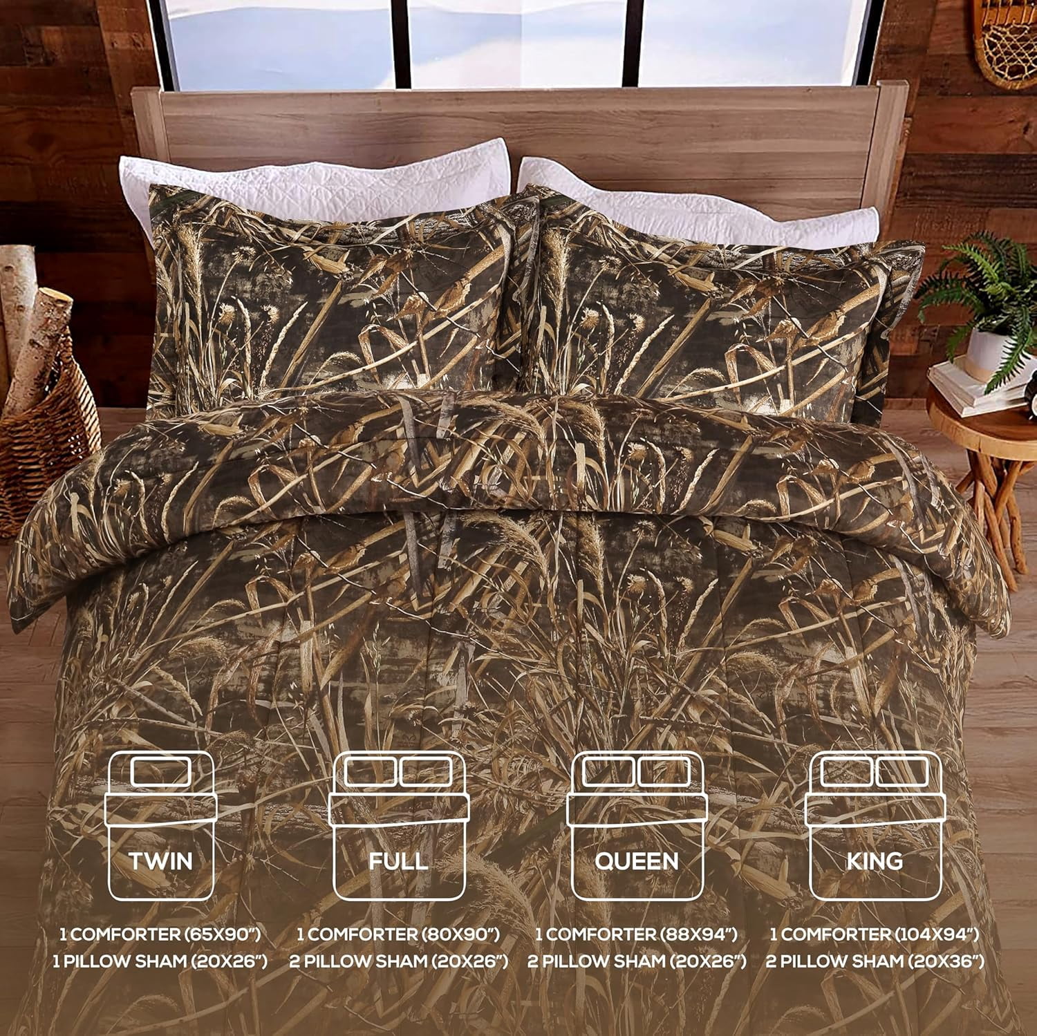 VISI-ONE Realtree Max-5 Camo Twin 2 Piece Comforter Set – All-Season Lightweight Microfiber Bedding, Farmhouse Décor, Rustic Unisex Style for Mancave, Cabin, Lodge, RV, Camping, and Outdoor Adventure