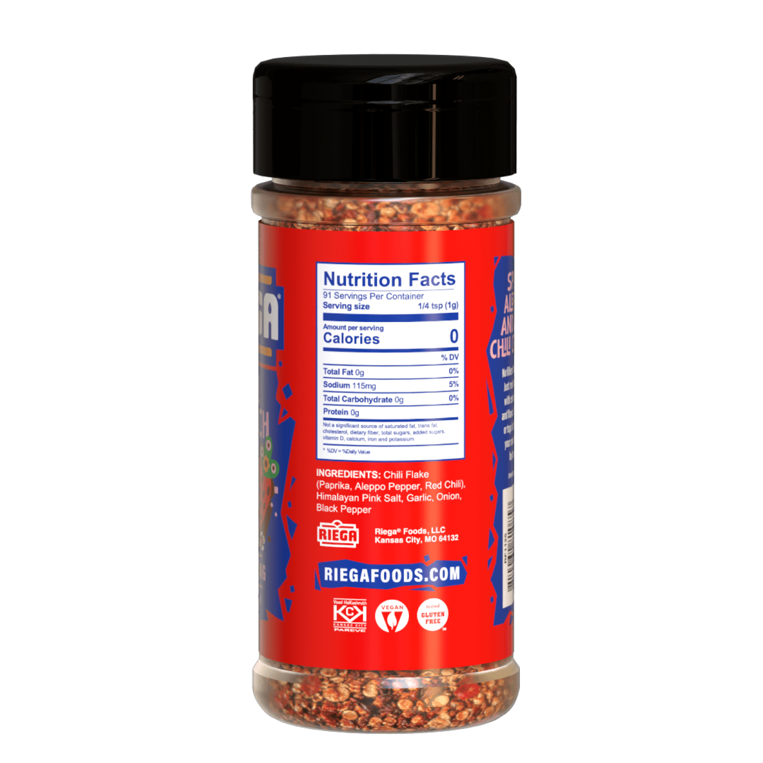 (3 pack) Riega Chili Crunch Seasoning Aleppo & Arbol Chili, 3.2 oz Shaker