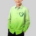 thumbnail image 2 of UVEASISHA St. Patrick's Day Shirts for Boys Long Sleeve Button Down Shirt Irish Lucky Shamrock Heart Printed Party Shirts Green 140, 2 of 8