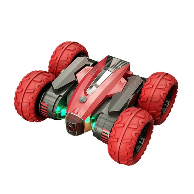 Red 360° Rollover Stunt Rc Car 6.9 Inch Double Sided Dumper Remote Control Off Road Vehicle Rechargeable 2.4Ghz All Terrain Toy For Boys Kids Flip Action
