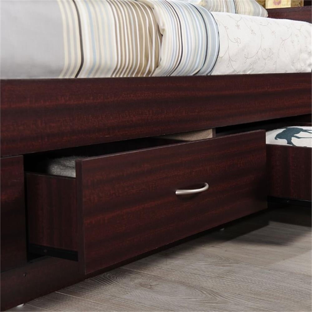 Pemberley Row Engineered Wood Mahogany Twin Captain Storage Bed with 3 Drawers 84.5" Unassembled