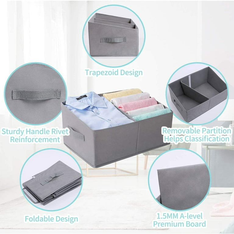 DIMJ Closet Organizer Storage Bins, 3 Pcs Fabric Cube Baskets Collapsible  Trapezoid Organizer Box for Bedroom Bathroom, Clothes, Baby Toiletry, Toys,  Towel, DVD, Book, Home Organization, Light Gray 