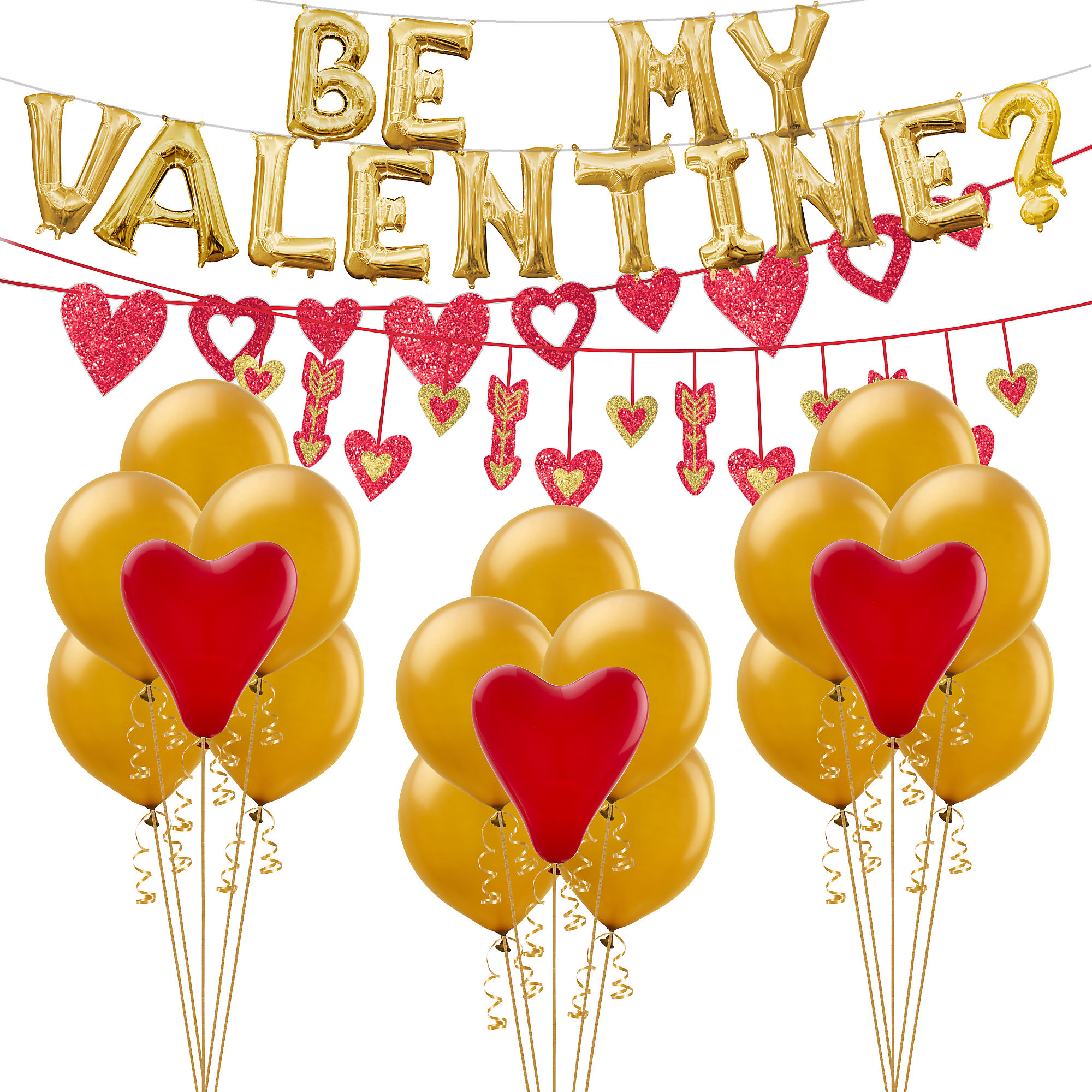 Party City Air-Filled Be My Valentine Balloon Kit, 37 Pieces, Includes