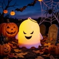 thumbnail image 2 of Halloween Ghost Lantern Flameless Candle - Safe Atmospheric Decor for Home Halloween Decor,White #5, 2 of 6