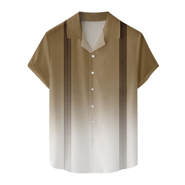 BOBOGOJP Chemise Hawaïenne pour Hommes Manches Courtes Coupe Régulière Popeline Extensible, Kaki TG