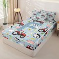 thumbnail image 2 of Catabedysis Red Cartoon Tractor Zipper Full Size Comforter Sets with Fitted Sheet and 2 Pillowcases For Boys,Farm Theme Personalized Letter F Zipper Bedding Set,Colorful Stars Reversible,4-Piece, 2 of 7