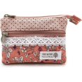 thumbnail image 2 of Women Small Zipper Coin Purse - Handmade Fabric Flower Embroidered Change Pouch - Cotton Double Zipper Wallet, 2 of 5