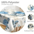 thumbnail image 3 of 60x84inches Blue Floral Rectangle Tablecloth Watercolor Rose Flowers Leaf Print Decorative Table Cover Waterproof Spill Proof Fabric Table Cloth for Kitchen Dining Room Patio Home Decor, 3 of 7