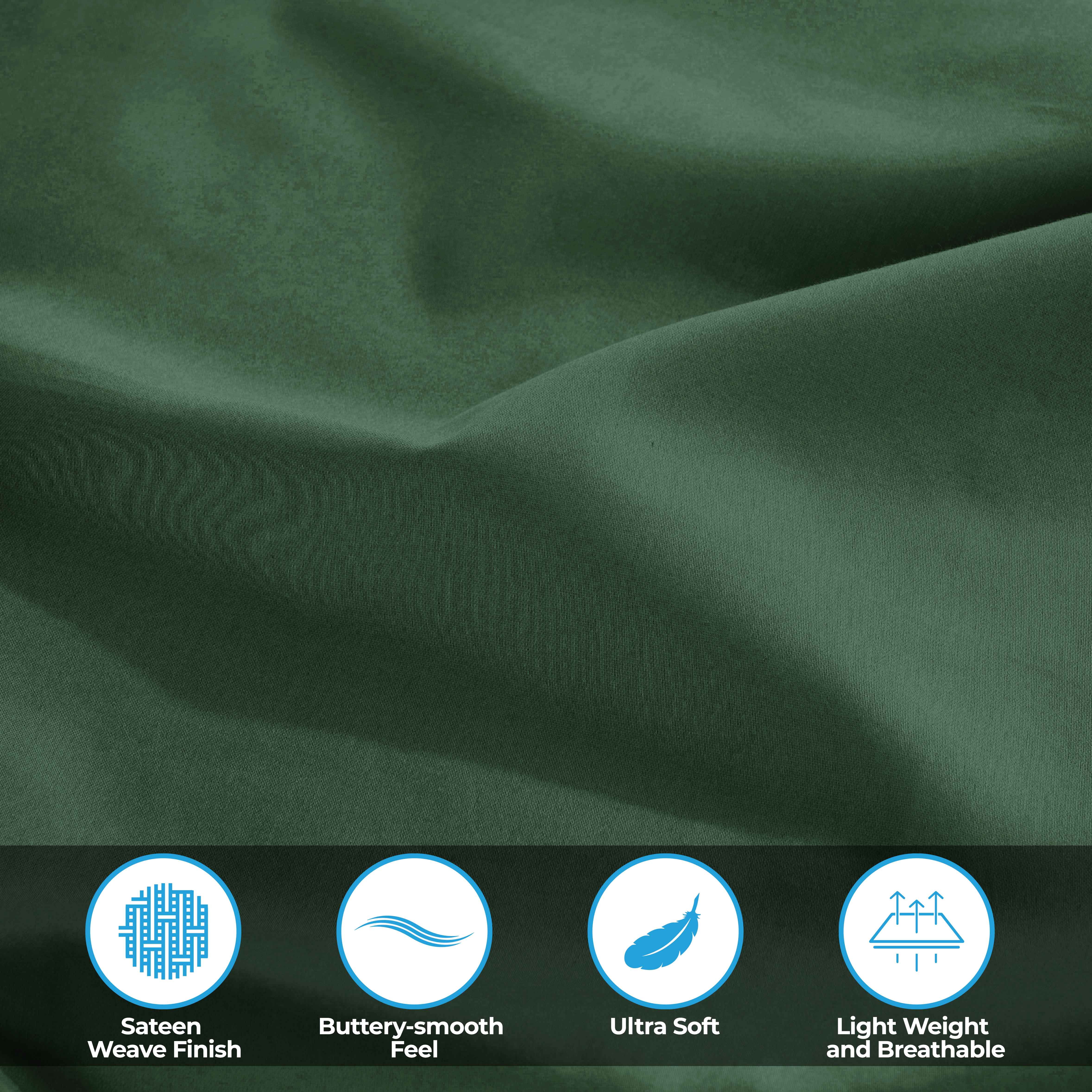 Superior Egyptian Cotton 300 Thread Count Deep Pocket Sheet Set, Queen, Hunter Green