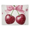 thumbnail image 5 of Autua Pink Cherries Kitsch Tapestry Wall Hanging Home Decor Art 50x40inch, 5 of 6