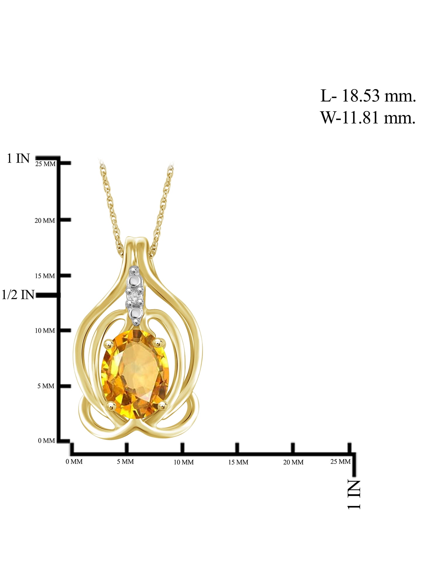 JewelersClub 1 1/10 Carat T.G.W. Citrine And White Diamond Accent 14K Gold Over Silver Pendant, 18"