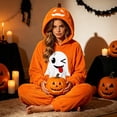 thumbnail image 5 of Halloween Onesie, Pumpkin Jack O Hooded Costumes Adult Plush Halloween Pajama|Polar Fleece Jack-O Casual Costume Y2k Trendy Funny Streetwear Fall Winter Warmth Jumpsuit Vacation Loungewear, XL, 5 of 7