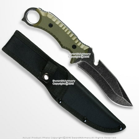 10 Full Tang Fixed Blade Knife Stone Wash Finish Blade G10 Handle w/ Pouch