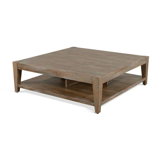 Sunny Designs 48" Modern Mindi Wood Cocktail Table in Weathered Brown