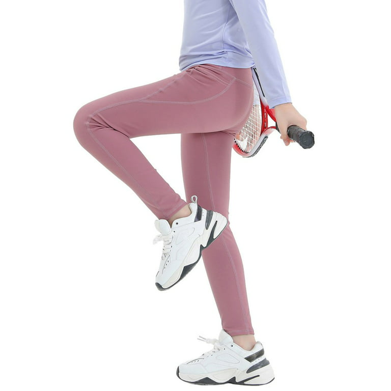 2Pcs Girls Footless Leggings Kids Athletic Dance Yoga Running Legging Shark  Pants Skinny Workout Pants with Pocket 4-12Y 